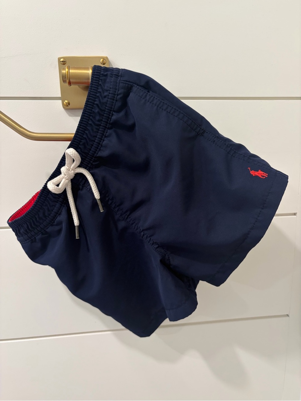 Ralph Lauren Navy Swim Boys Bathing suit with Red Pony